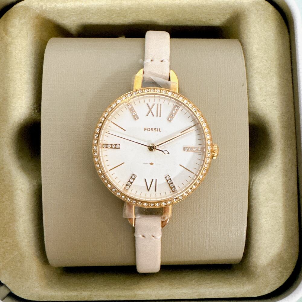 Fossil ES4402 Annette Crystal Blush Leather Watch